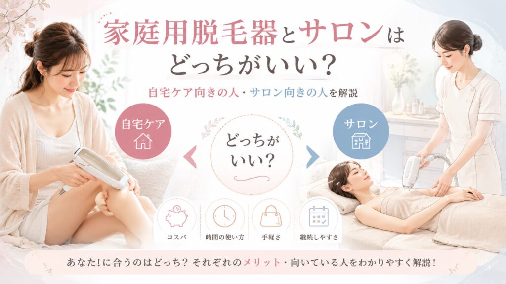 家庭用脱毛器とサロンはどっちがいい？自宅ケア向きの人・サロン向きの人を解説